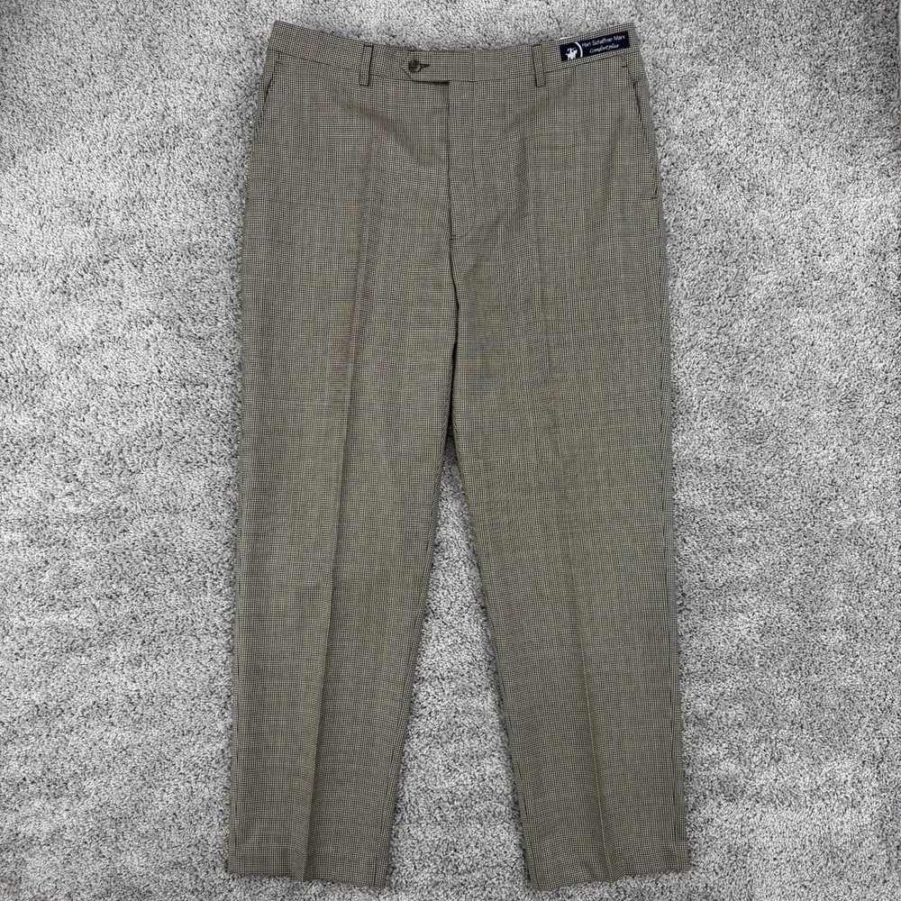 Hart Schaffner Marx Pants Men 38 NWT Comfort Plus 100% Worsted Wool Houndstooth